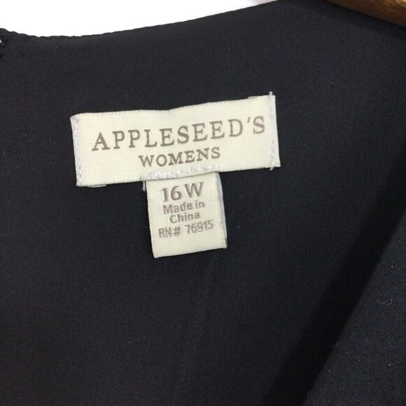 AppleSeeds Womens Sleeveless Lace Trim Hem Cotton Dress Black Plus Size 16W - Picture 6 of 11